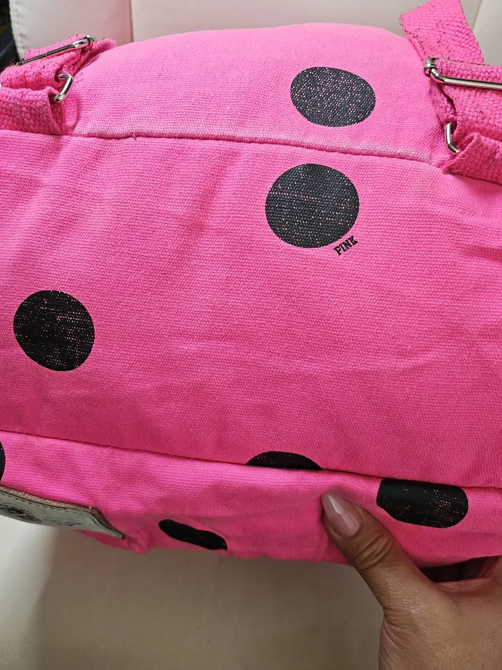 PINK Victoria's Secret Hot Pink Polka Dot Backpack
